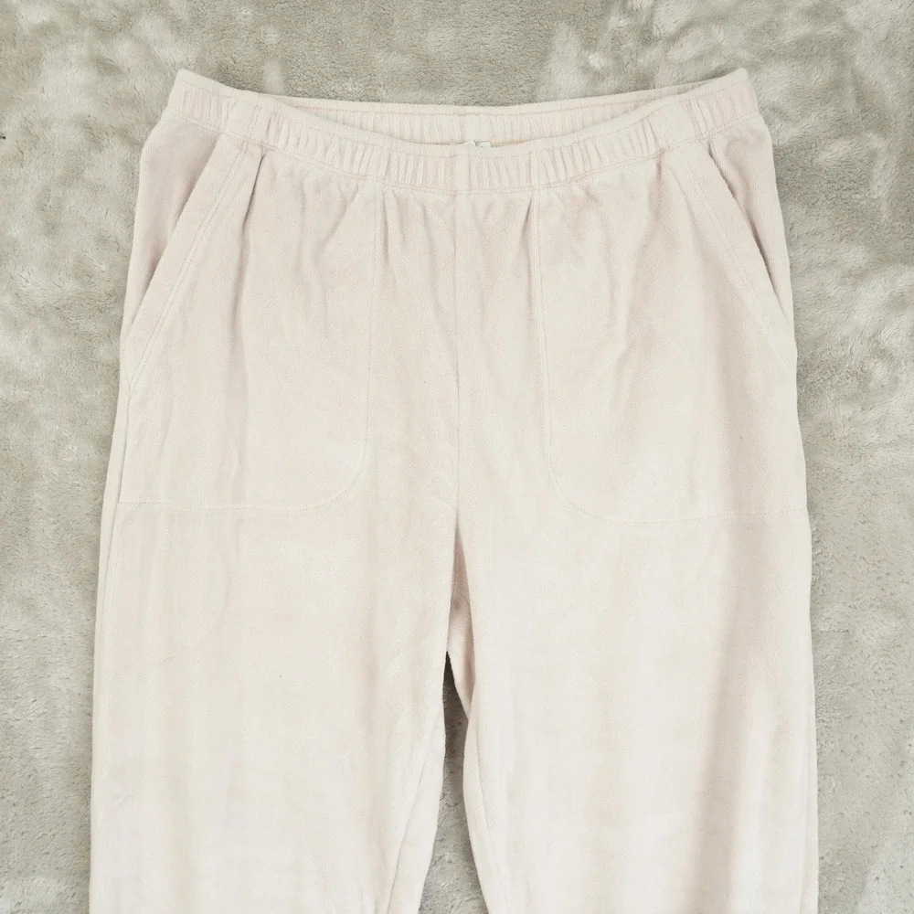 aerie Velour Jogger Pants Women's Small Beige Tapered Lounge Comfort Cozy